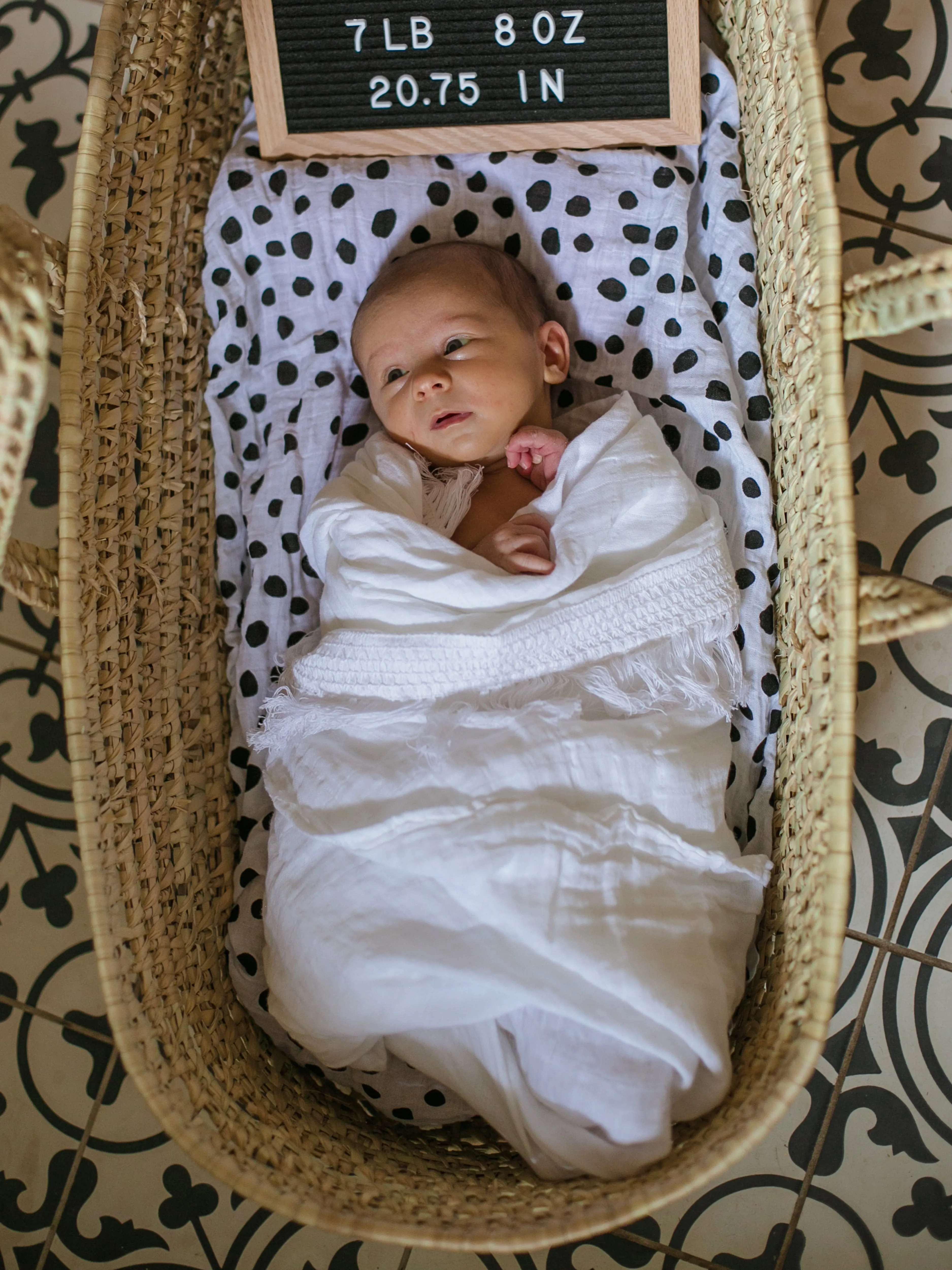 Organic Swaddle -   White Fringe