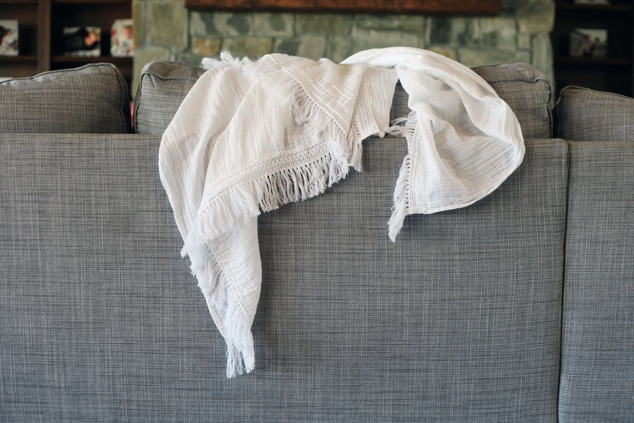 Organic Swaddle -   White Fringe