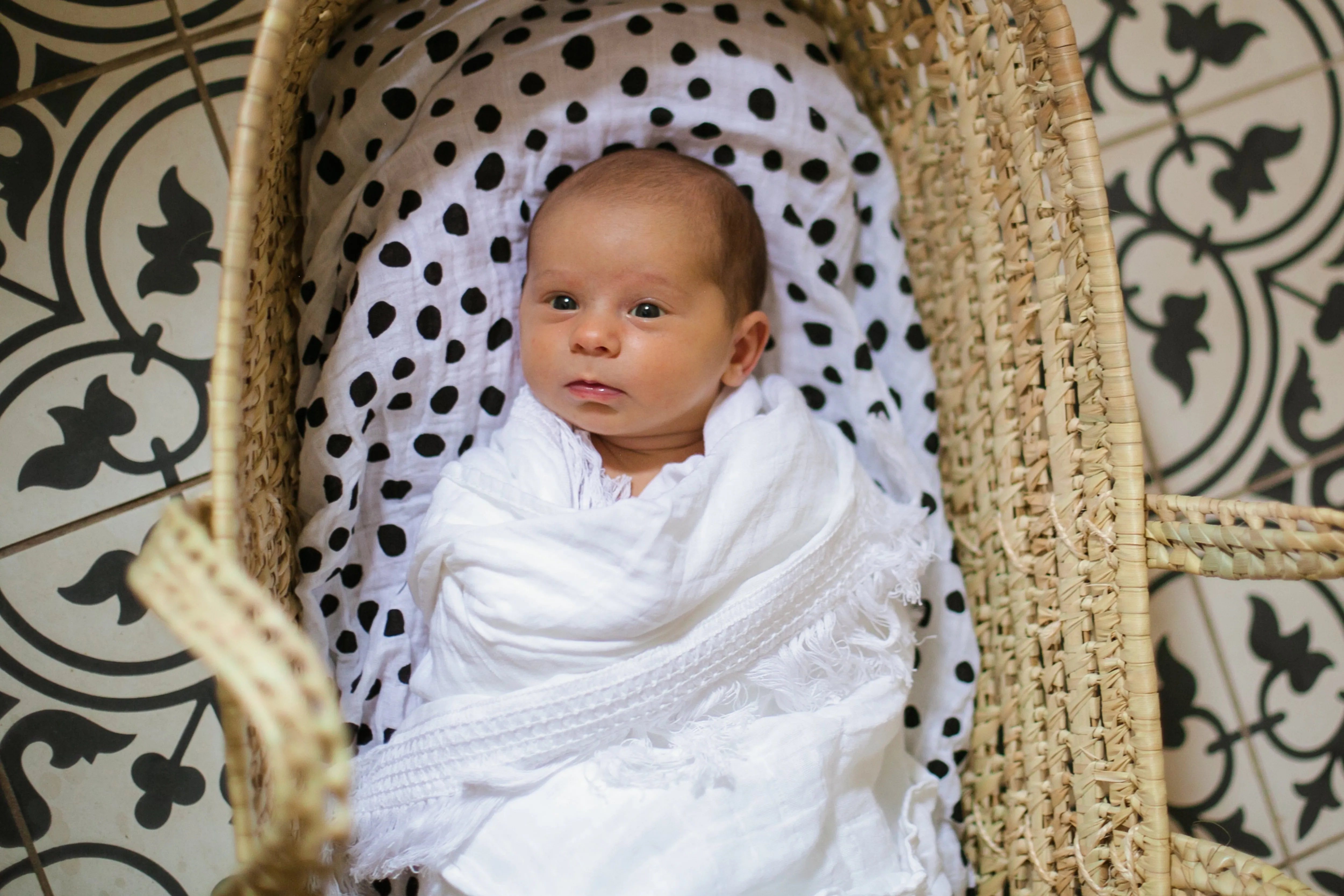 Organic Swaddle -   White Fringe