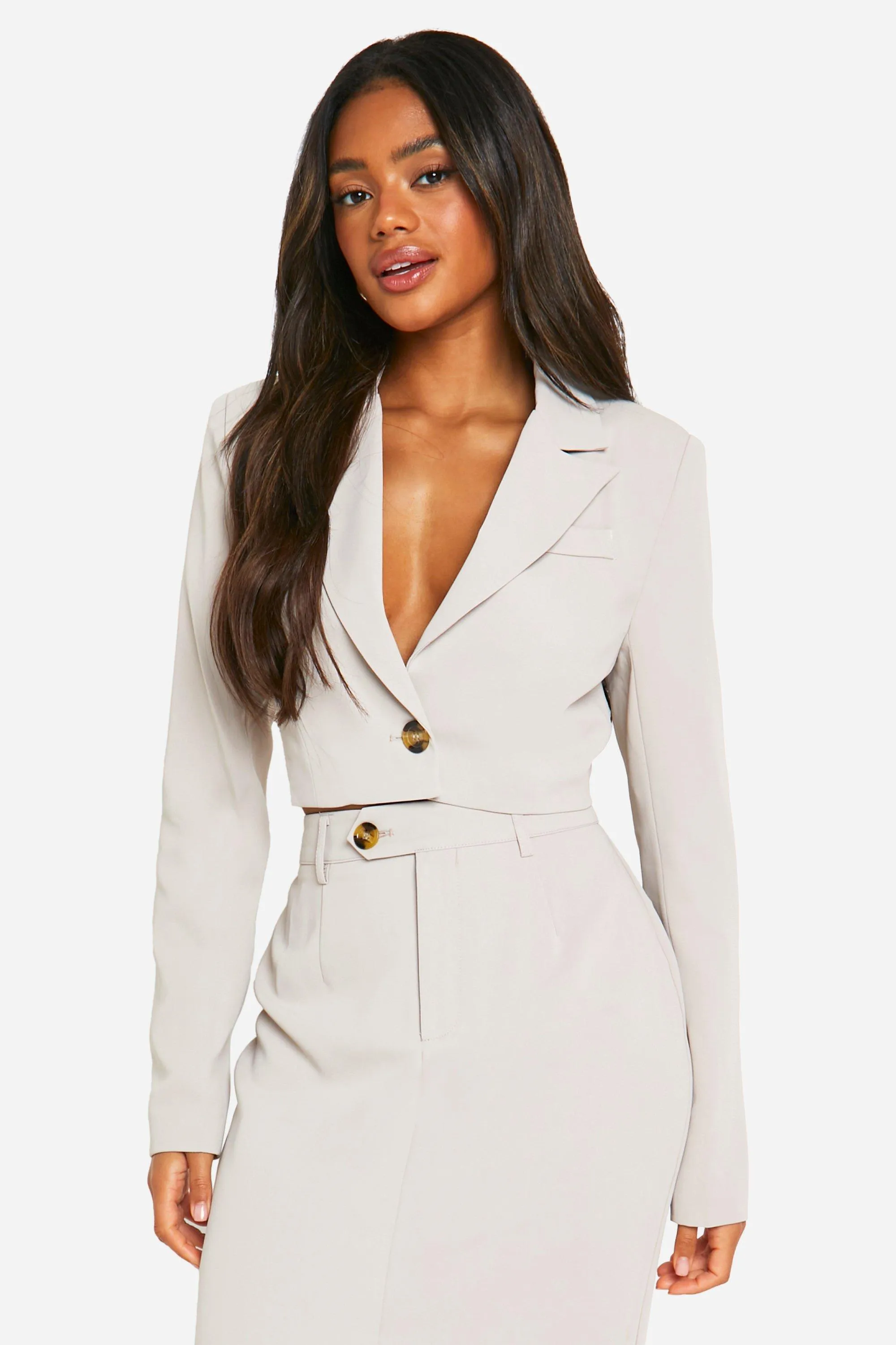 Oversized Cropped Boxy Tailored Blazer