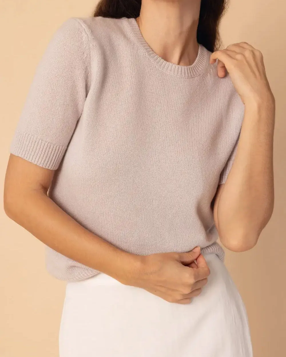 Pale Grey Audrey Crew CashmereTee