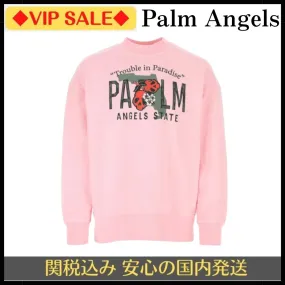 Palm Angels  |Street Style Long Sleeves Plain Logo Sweatshirts