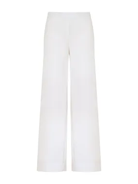 Pantalone a palazzo in Compact Light - Bianco