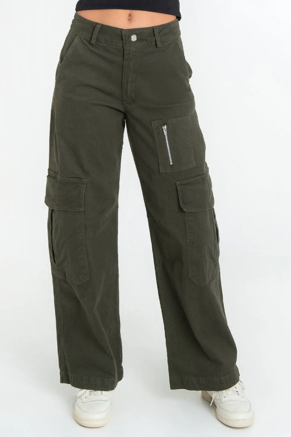 Pantalón cargo de cintura media wide leg