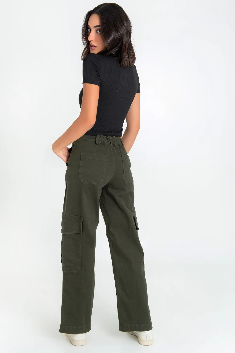 Pantalón cargo de cintura media wide leg