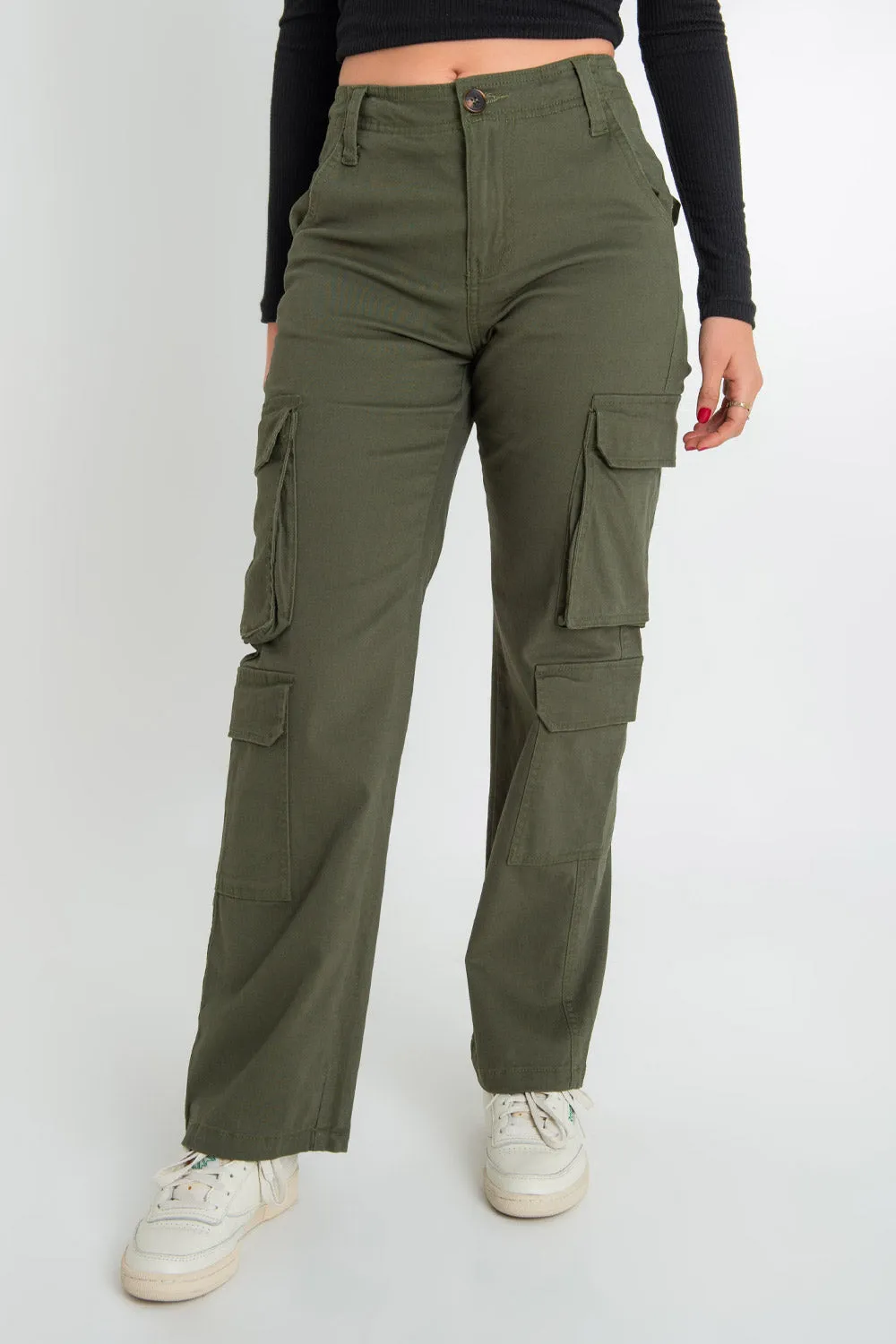 Pantalón cargo de fit recto cintura alta