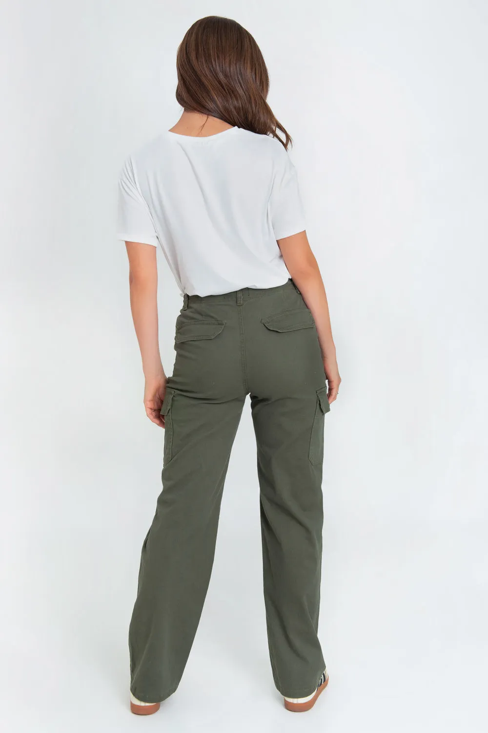 Pantalón cargo de fit recto con cintura alta