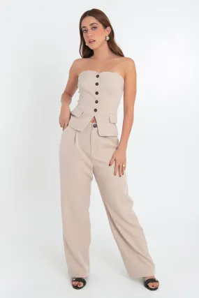 Pantalón cintura alta con pinzas wide leg fit