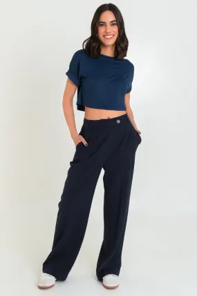 Pantalón con pinzas frontales fit wide leg