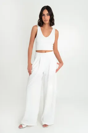 Pantalón de fit wide leg cintura elástica con pinzas