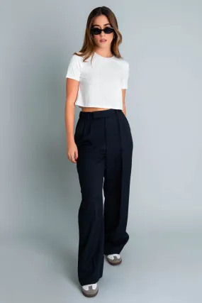 Pantalón fit wide leg con pinzas cintura alta