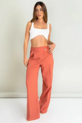 Pantalón wide leg criss cross con pinzas