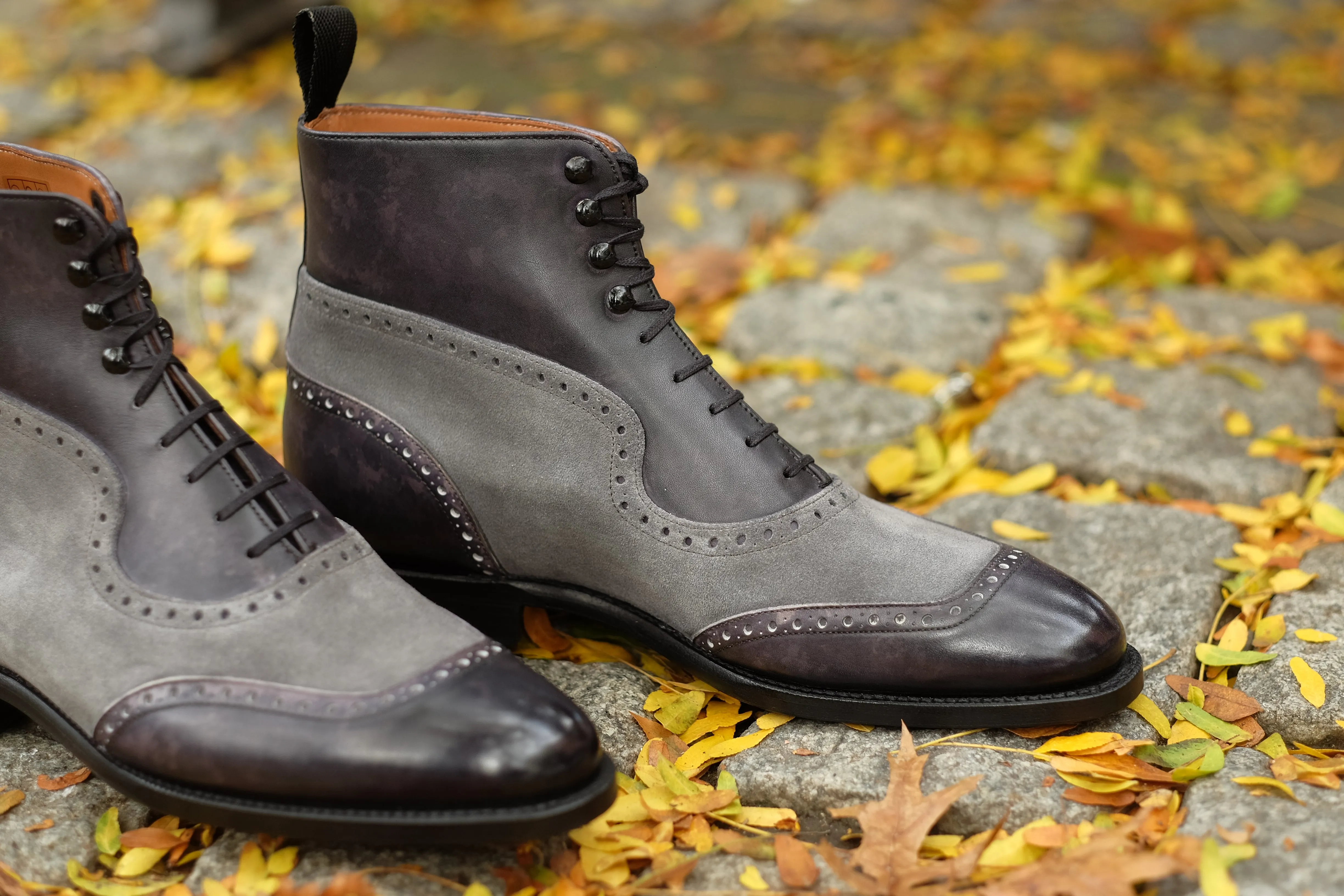 Pinehurst - MTO - Black Marble Patina / Light Grey Suede - TMG Last - Single Leather Sole