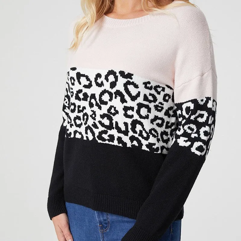 Pink Leopard Long Sleeve Knit