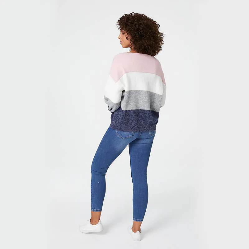 Pink, White & Blue Long Sleeve Knit