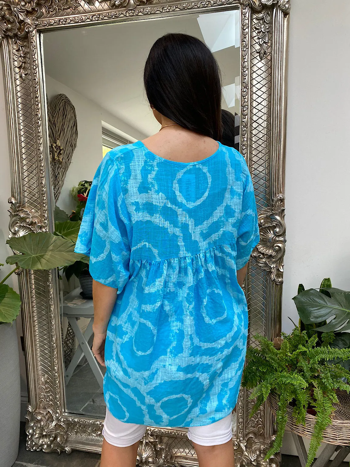 Printed V Neck Tunic Pearl