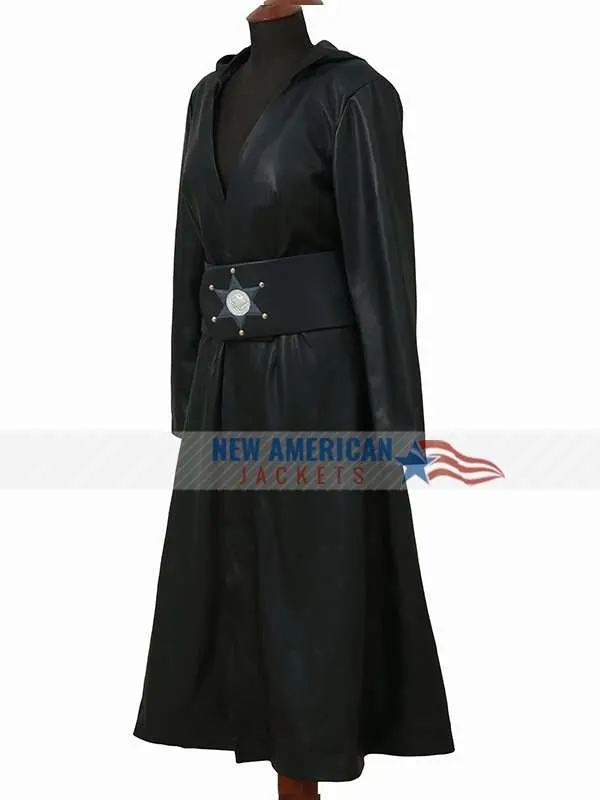 Regina King Watchmen Leather Hooded Coat - New American Jackets