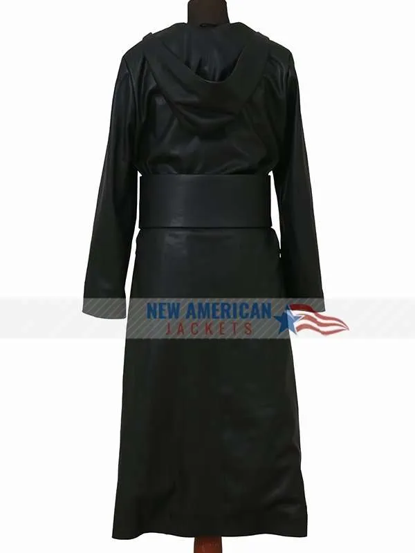 Regina King Watchmen Leather Hooded Coat - New American Jackets