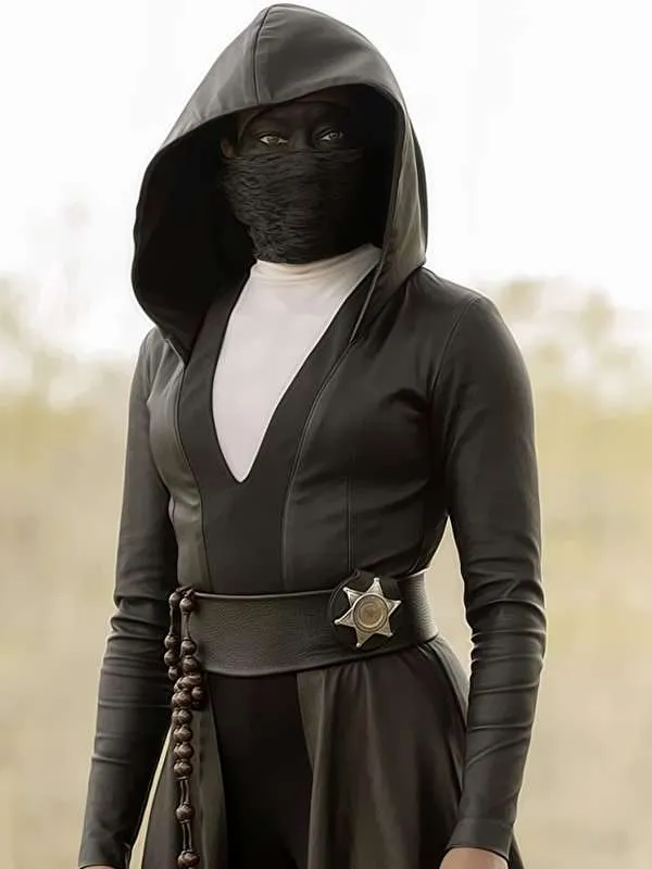 Regina King Watchmen Leather Hooded Coat - New American Jackets