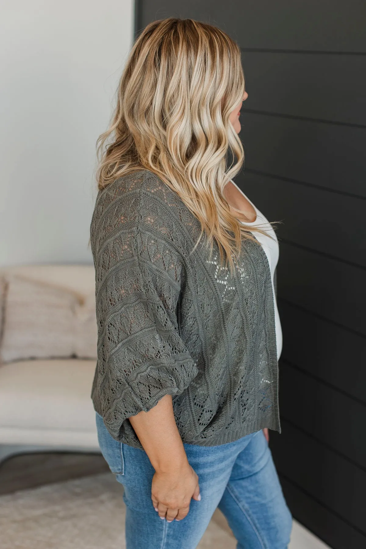 Rooftop Romance Knit Cardigan- Dusty Olive