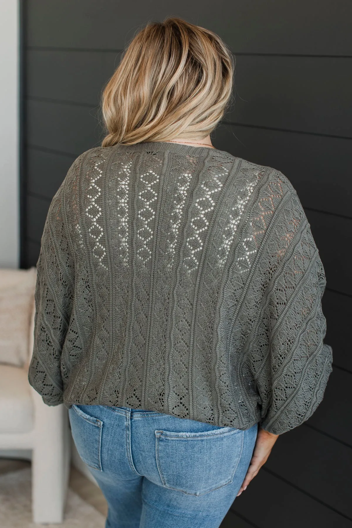 Rooftop Romance Knit Cardigan- Dusty Olive