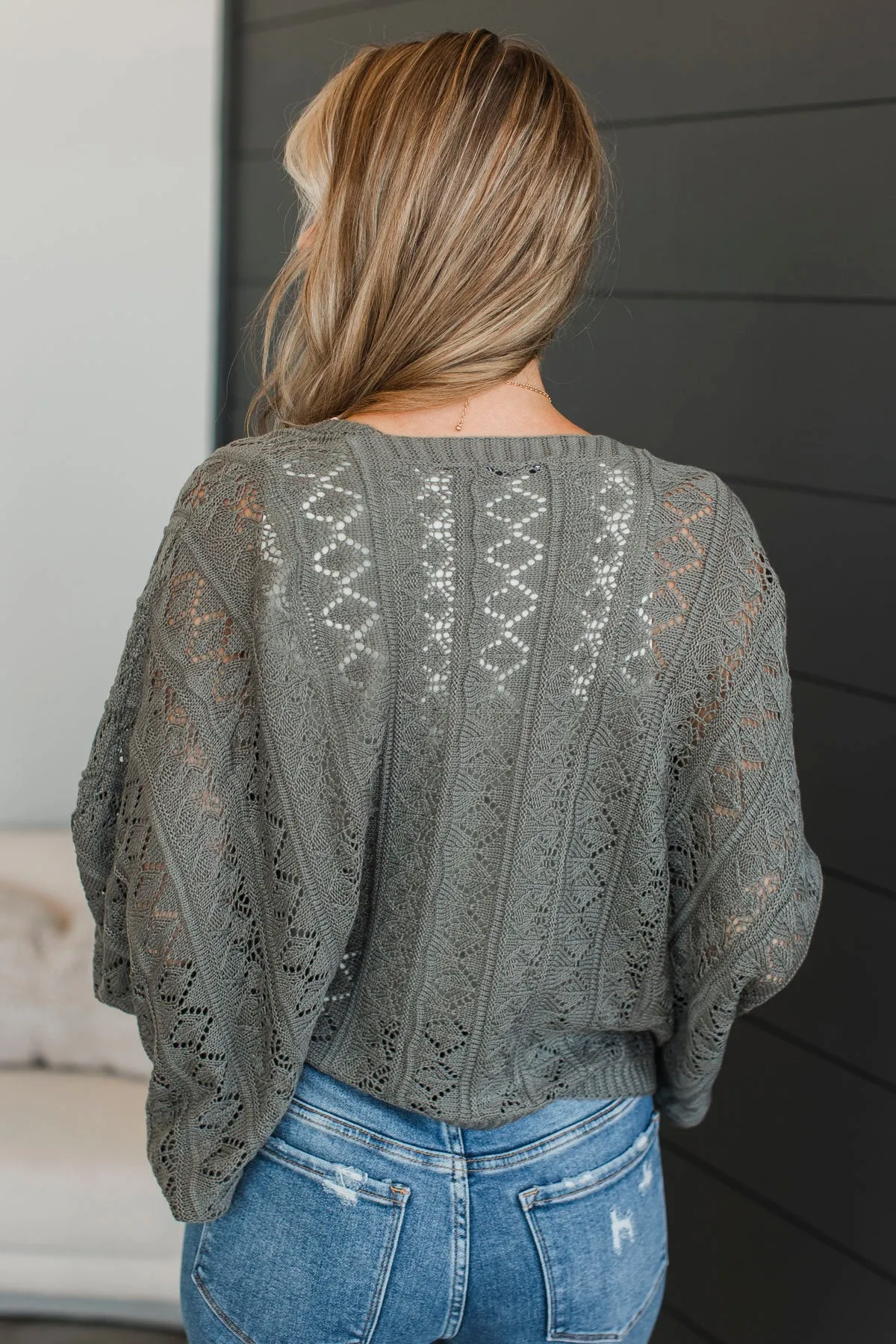 Rooftop Romance Knit Cardigan- Dusty Olive