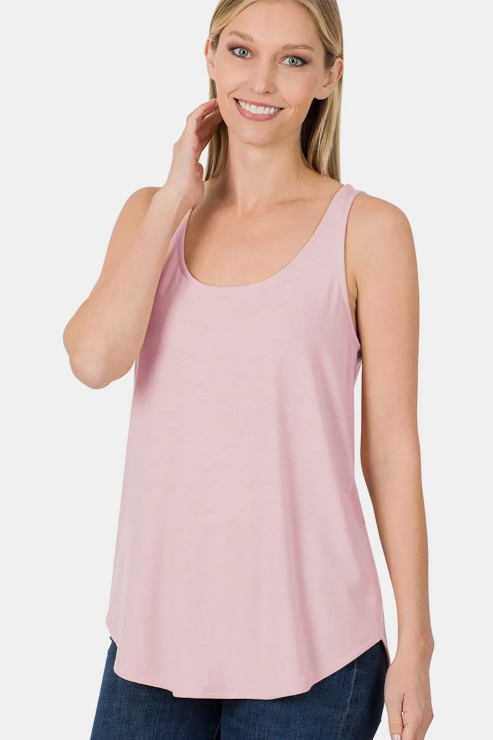 Round Neck Curved Hem Tank