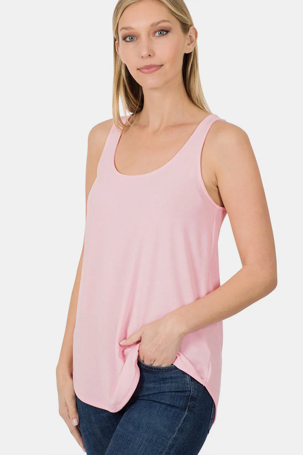 Round Neck Curved Hem Tank