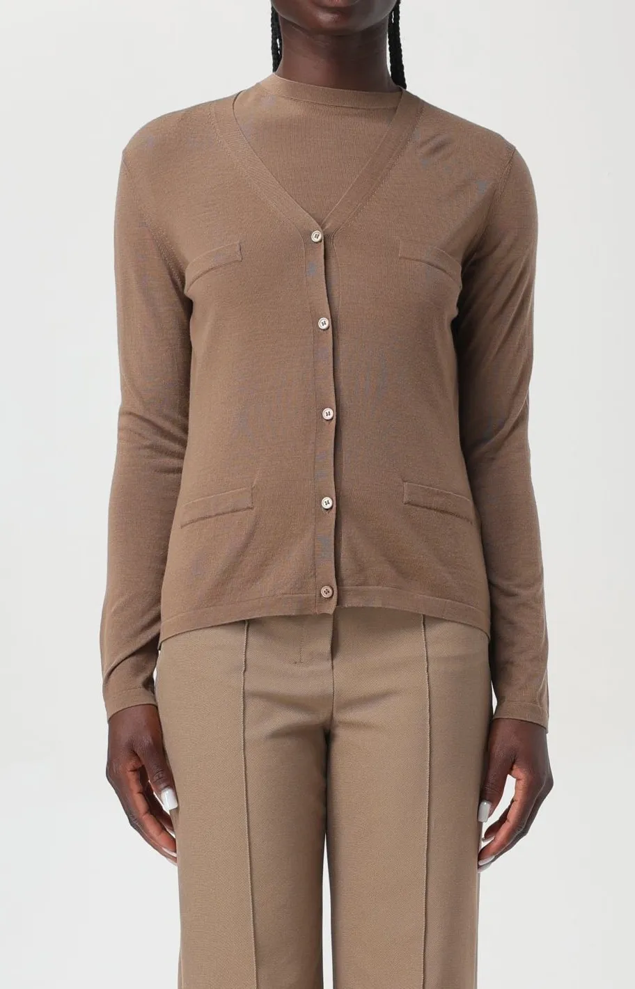 S Max Mara  |Wool Long Sleeves Plain Cardigans