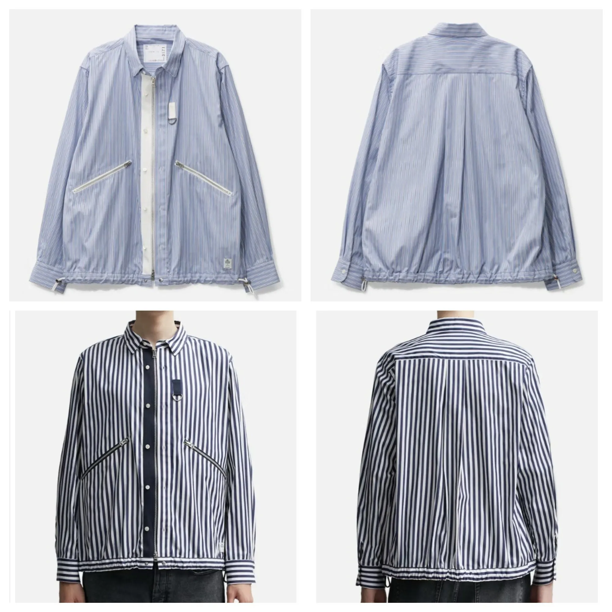 sacai  |Stripes Collaboration Long Sleeves Cotton Logo Designers