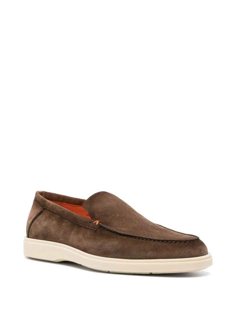 Santoni - Mocassins en daim chocolat