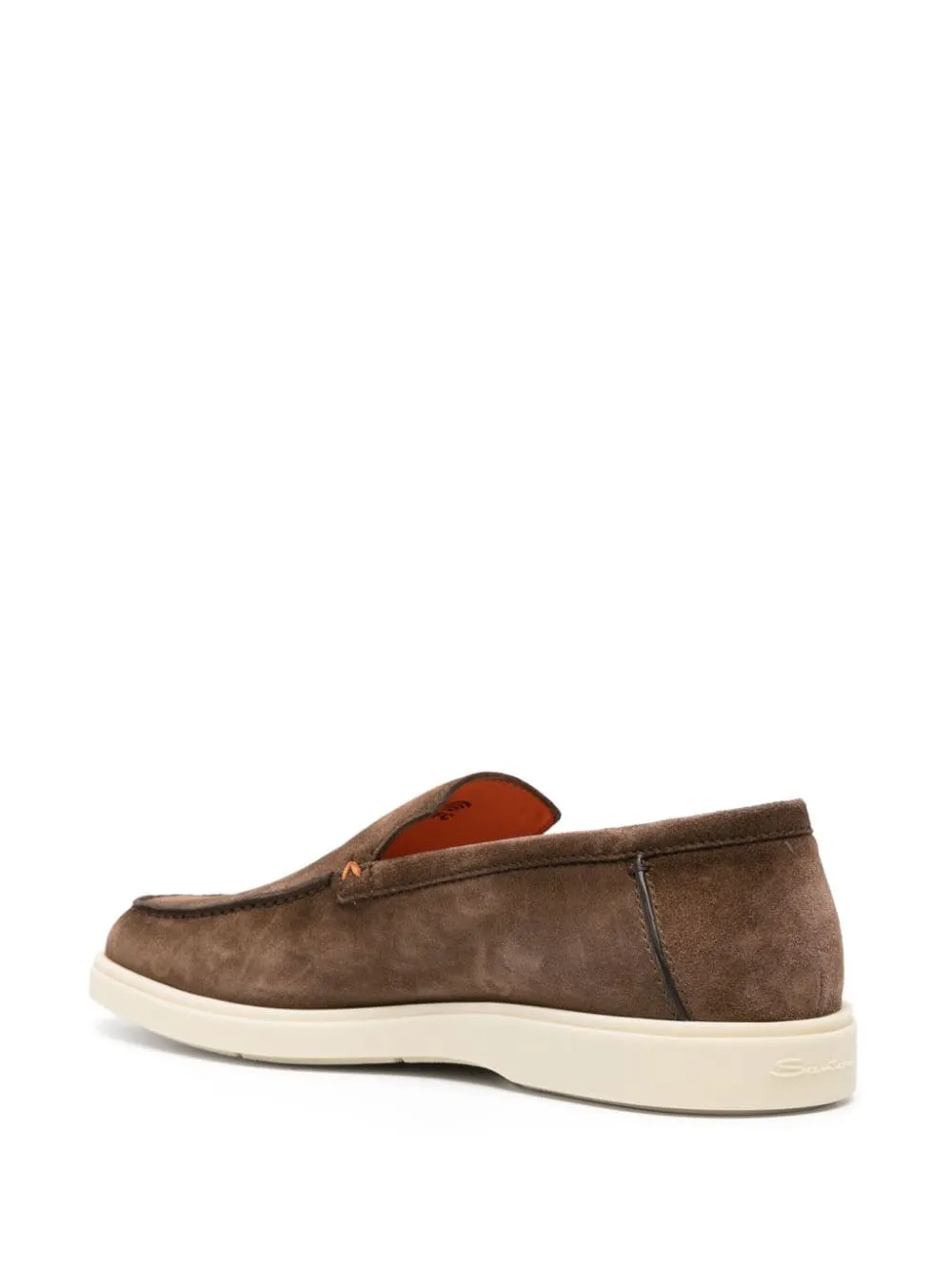 Santoni - Mocassins en daim chocolat