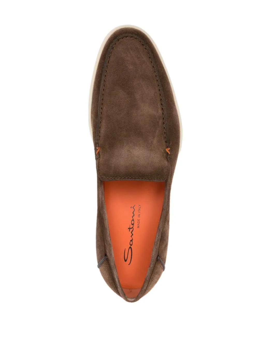 Santoni - Mocassins en daim chocolat