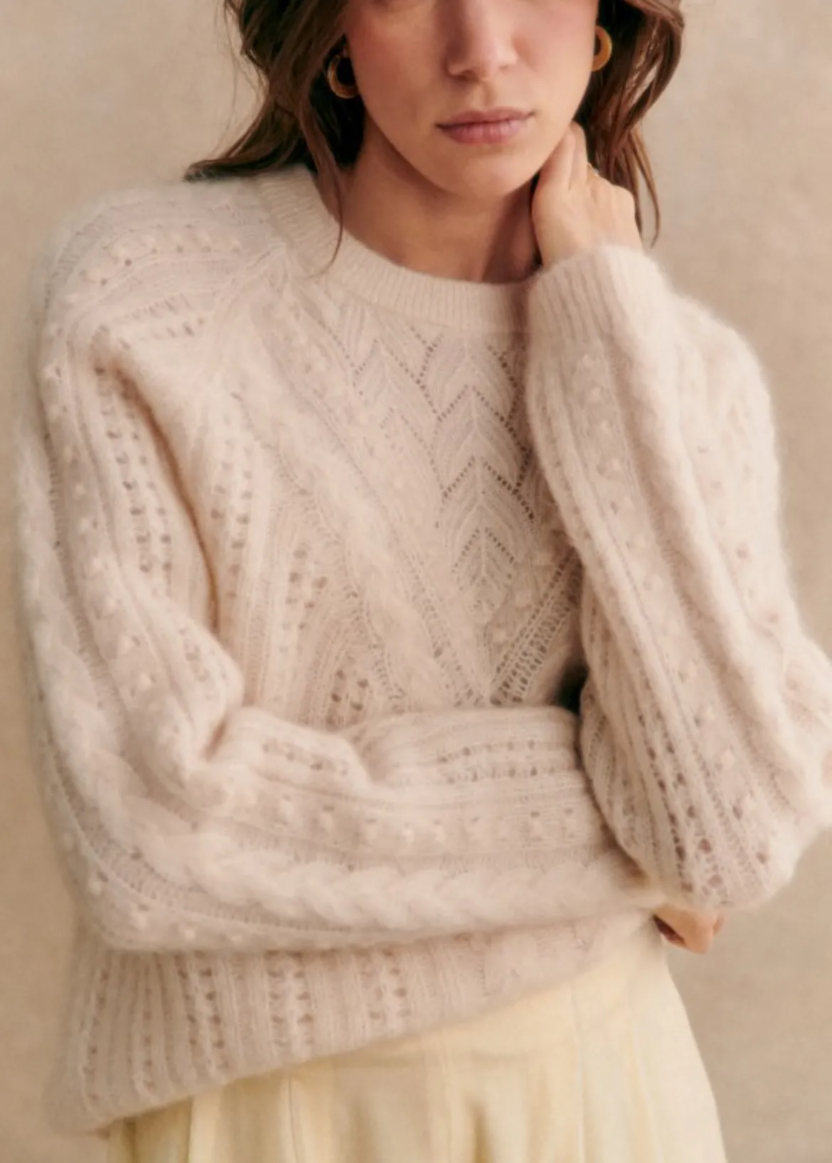 SEZANE  |Wool Long Sleeves V-neck & Crew neck