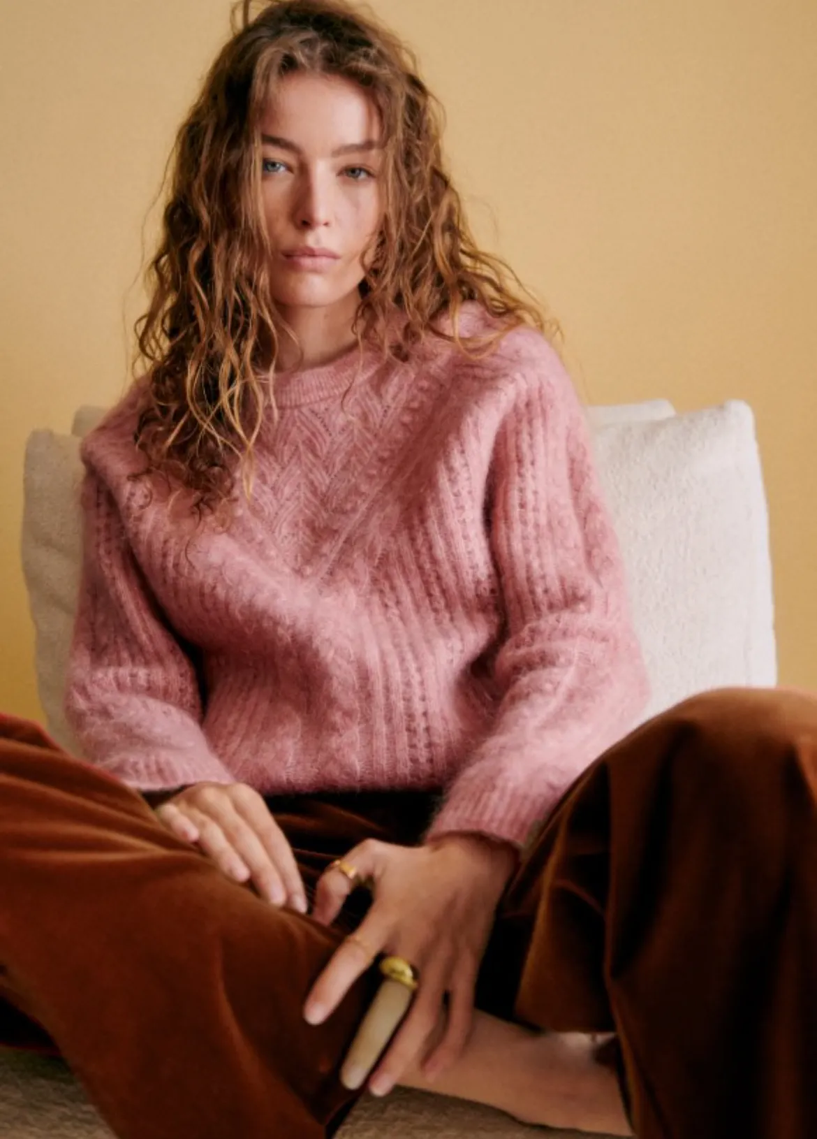 SEZANE  |Wool Long Sleeves V-neck & Crew neck