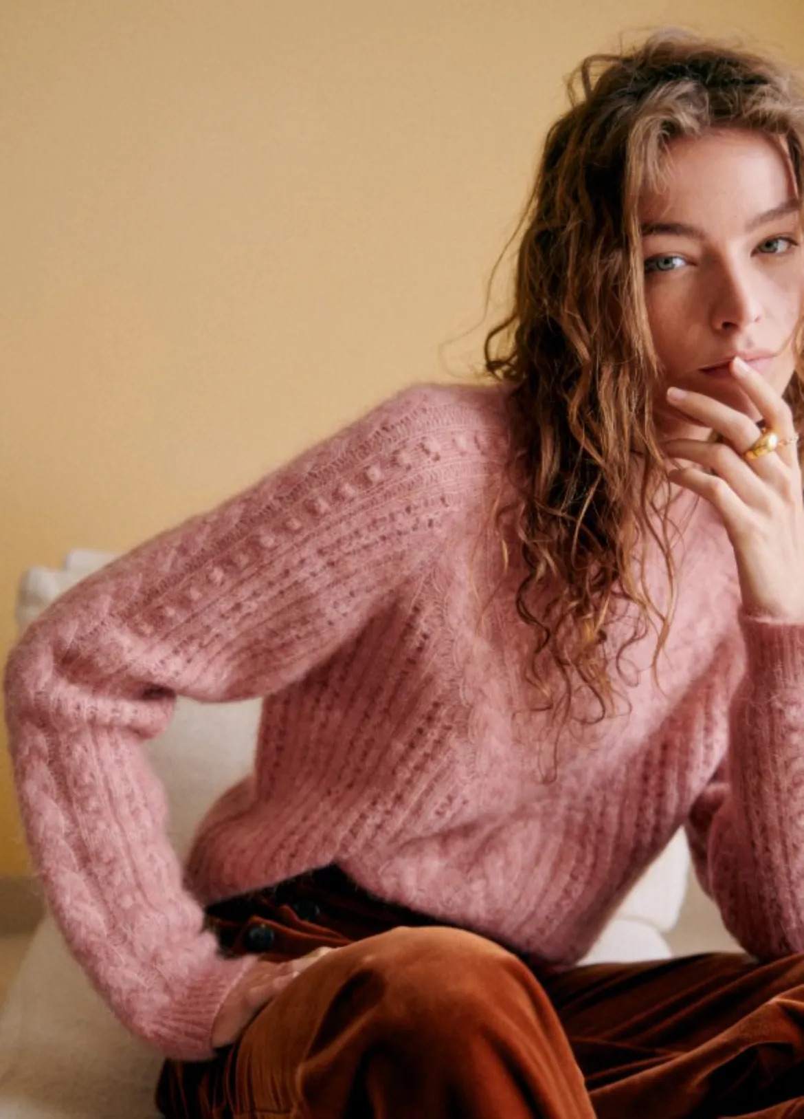 SEZANE  |Wool Long Sleeves V-neck & Crew neck