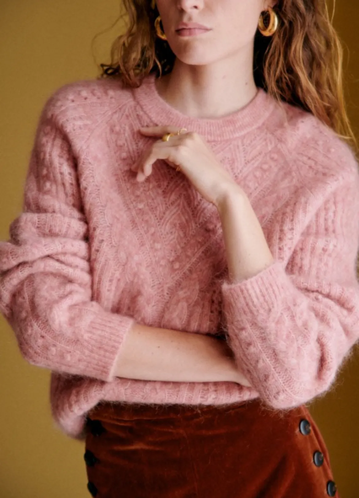 SEZANE  |Wool Long Sleeves V-neck & Crew neck