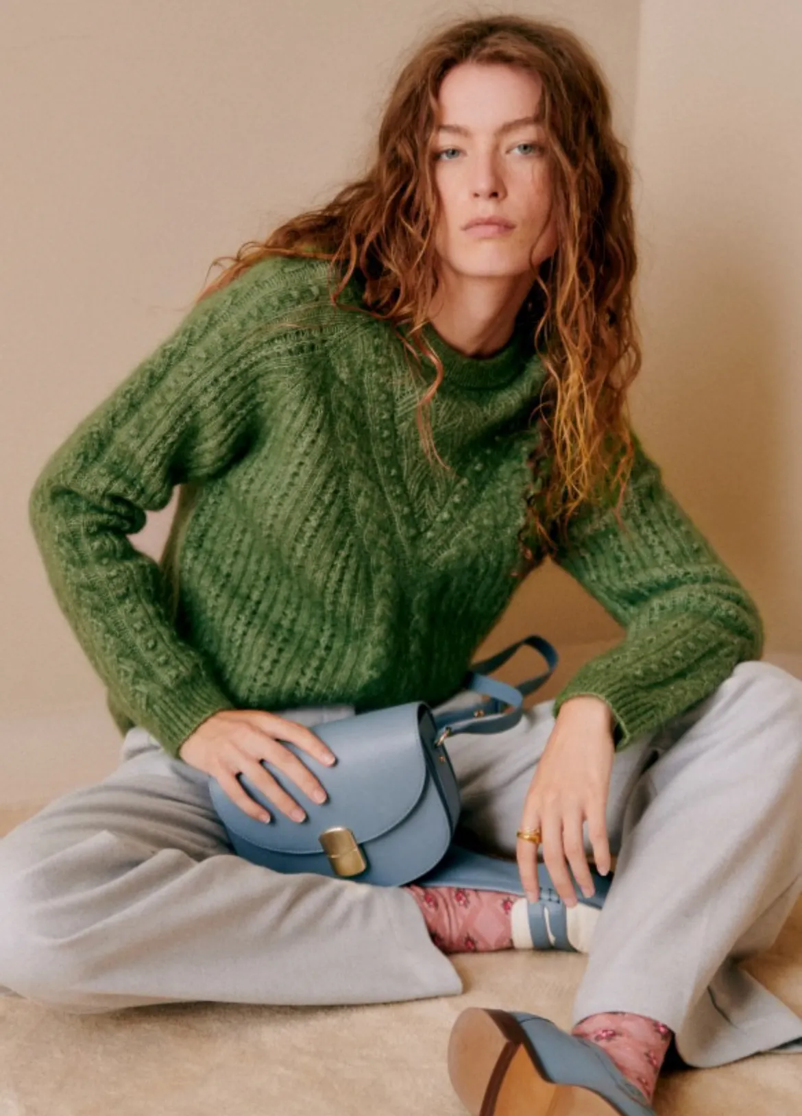 SEZANE  |Wool Long Sleeves V-neck & Crew neck