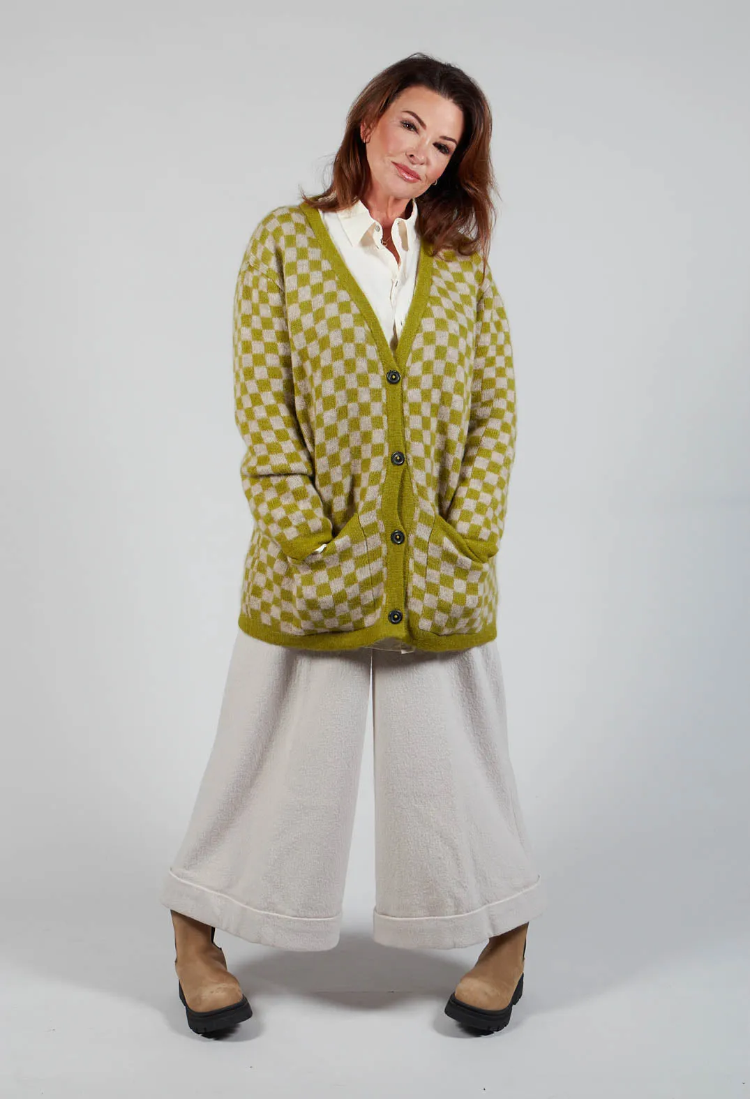 Sharon Cardigan in Green and Beige