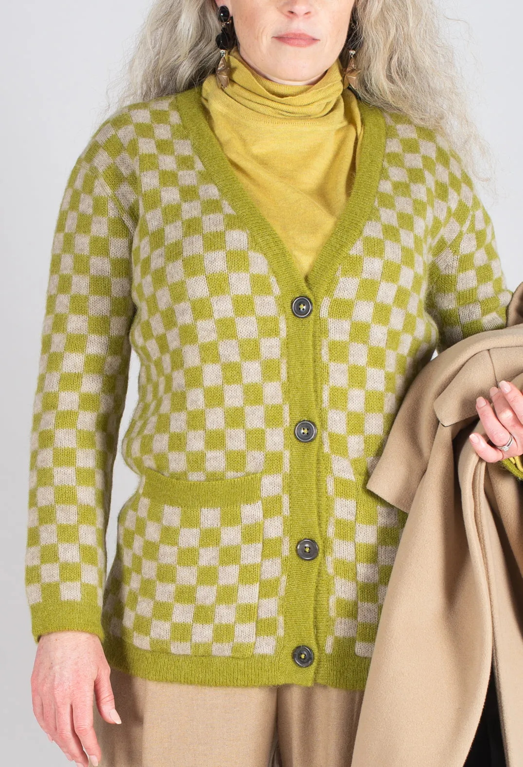 Sharon Cardigan in Green and Beige