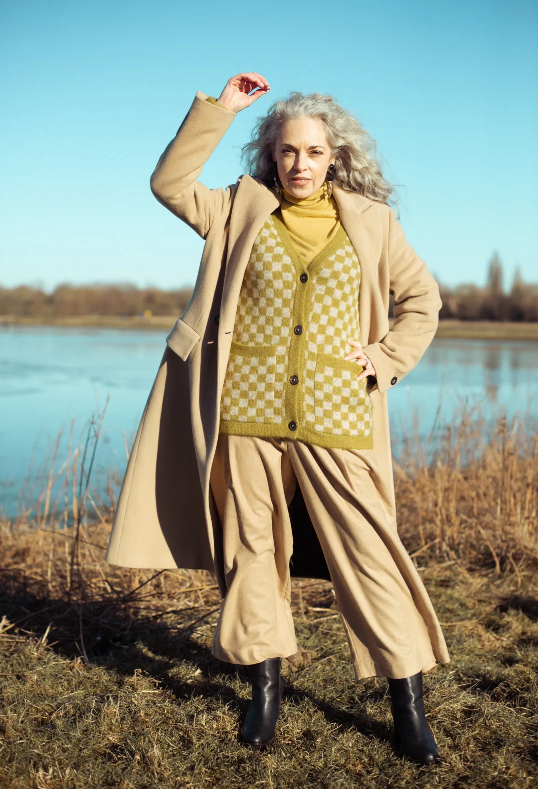 Sharon Cardigan in Green and Beige