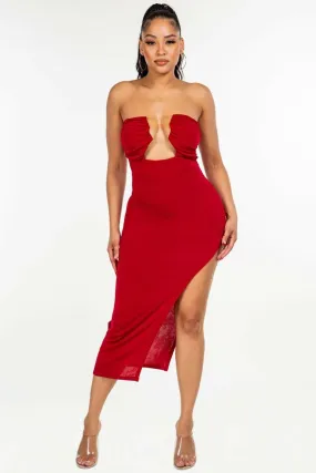 Slinky Invisible Strap Midi Dress