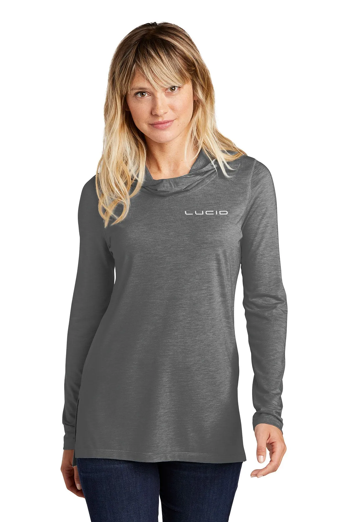 Sport-Tek Ladies PosiCharge Tri-Blend Long Sleeve Hoodie, Dark Grey Heather [Lucid Motors]