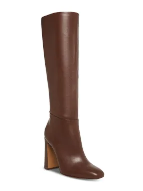 STEVE MADDEN Womens Brown Padded Ally Square Toe Block Heel Zip-Up Leather Dress Heeled Boots M