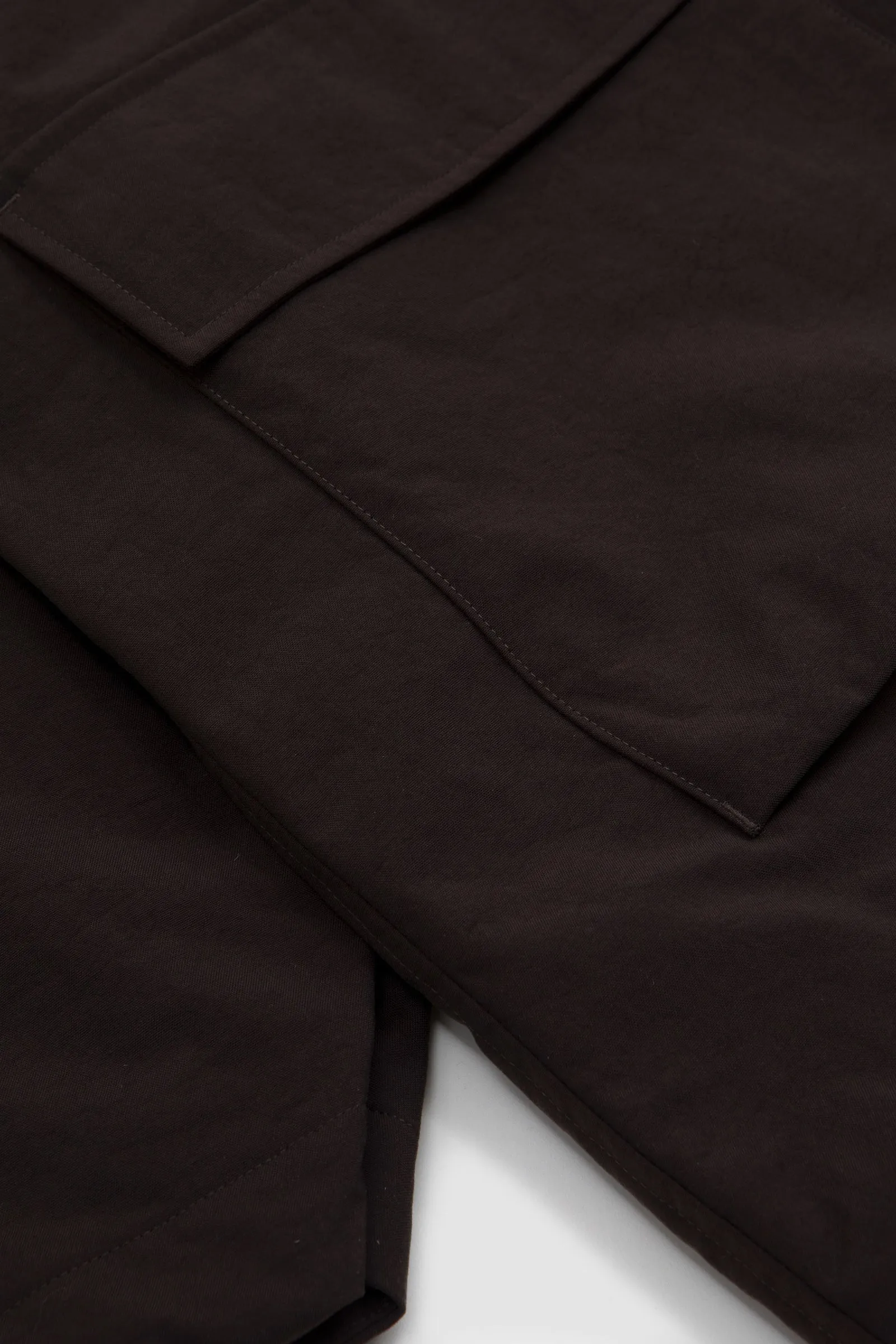 Still By Hand Nylon Ox Hooded Coat Brown