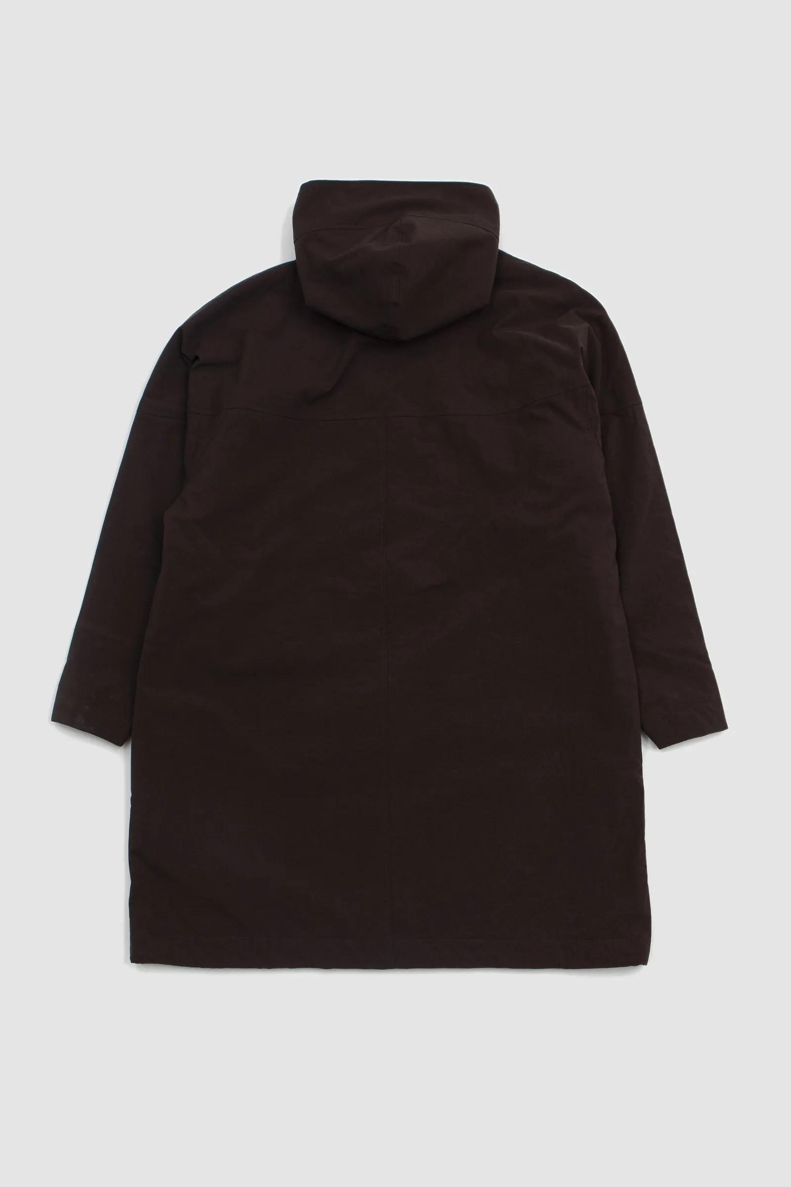 Still By Hand Nylon Ox Hooded Coat Brown