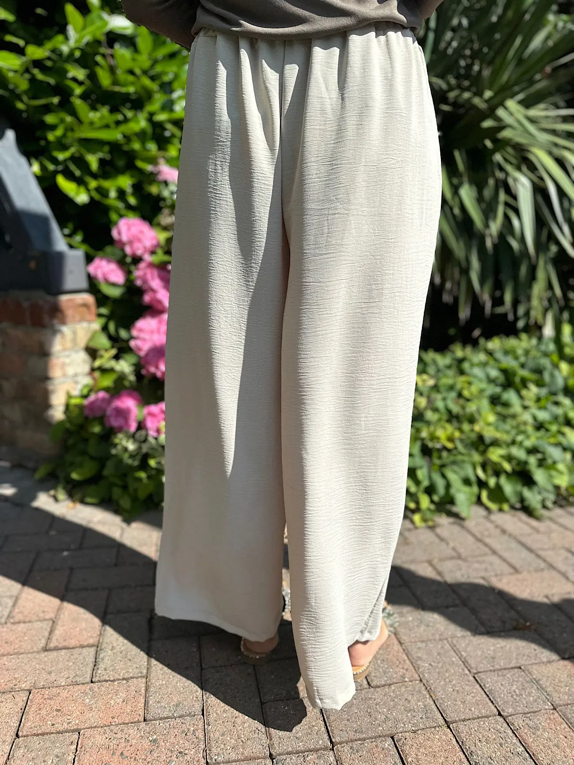 Stone Wide Leg Pocket Trousers Claudia