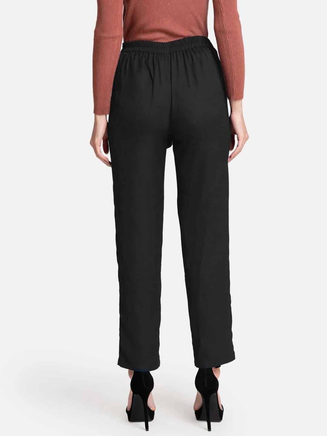 Straight Fit Trousers With Self-Tie