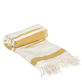 Striped Cotton Beach Towel in Yellow, Off White