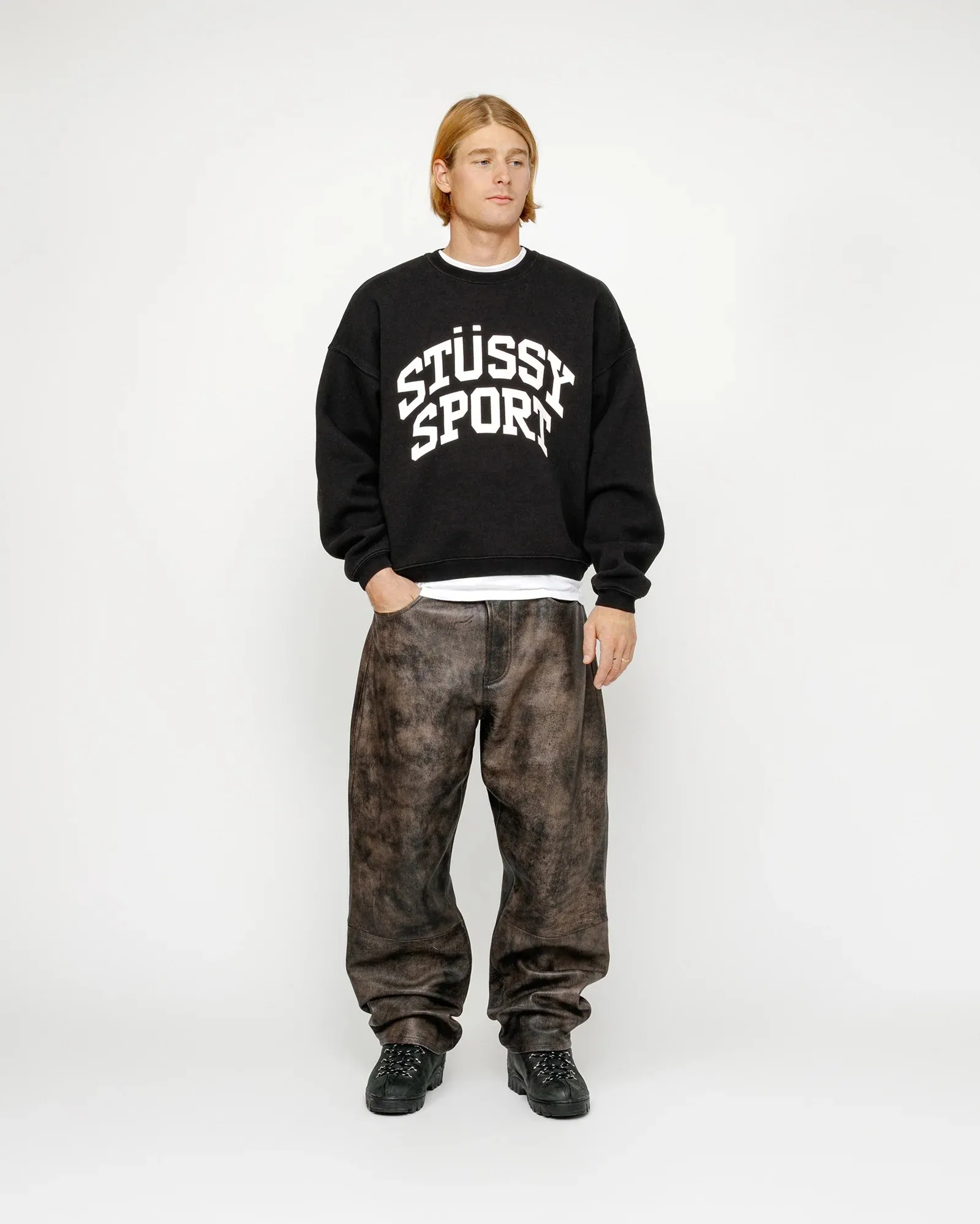 STUSSY  |Crew Neck Pullovers Unisex Street Style Long Sleeves Plain